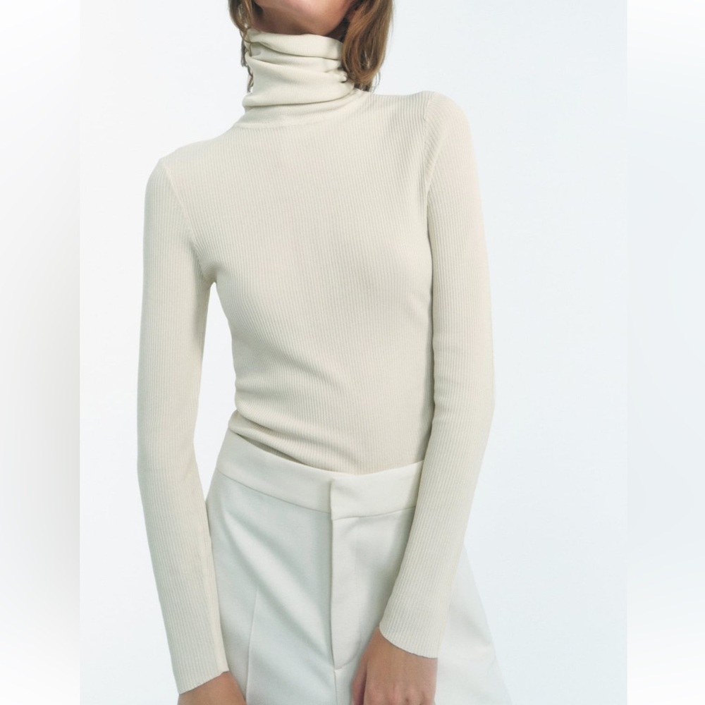 Zara Basic Extrafine Knit Sweater in Bone